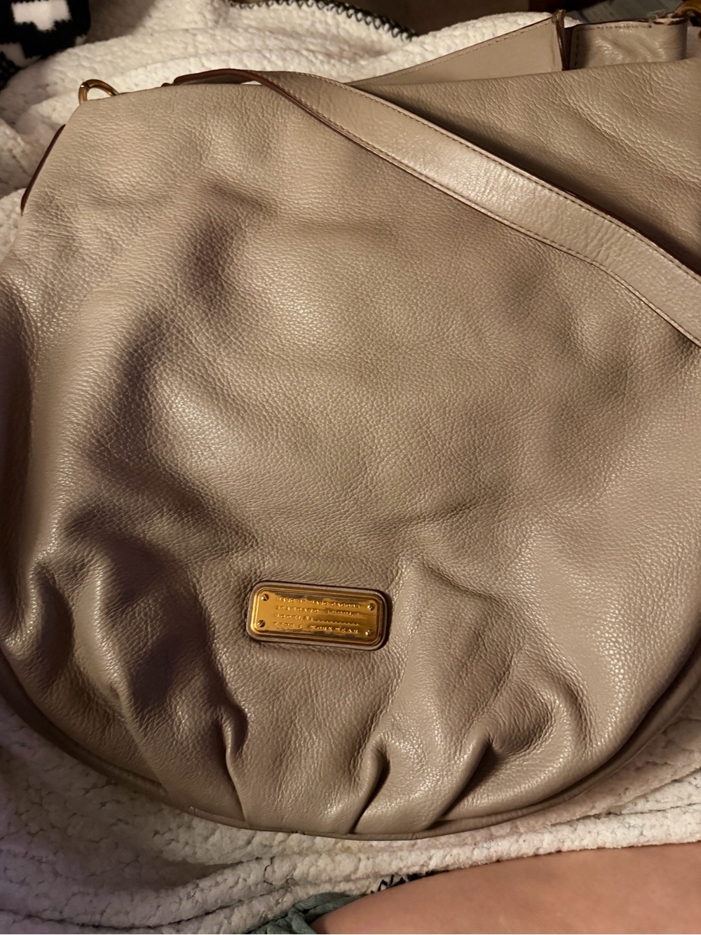 Marc by Marc Jacobs Beige Leather Hobo with Gold Plaque